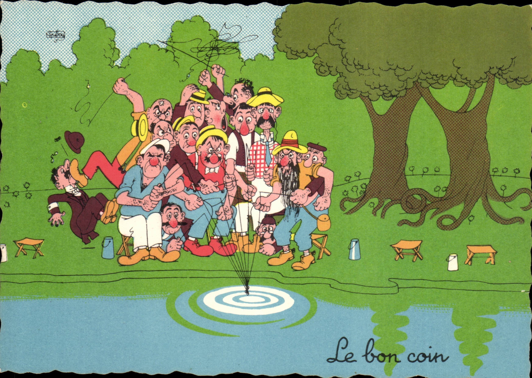 CPA Humour Pecheurs Le bon coin