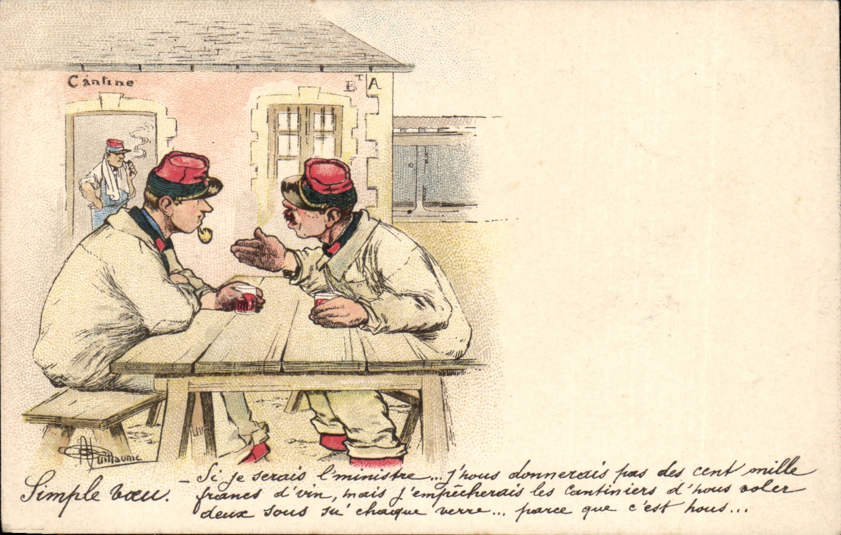 CPA Humor Canteen Soldiers Militaria Guillaume Illustrator