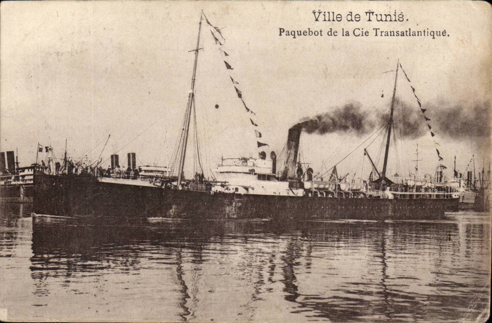 CPA Town of Tunis Steamer of the Transatlantic Co