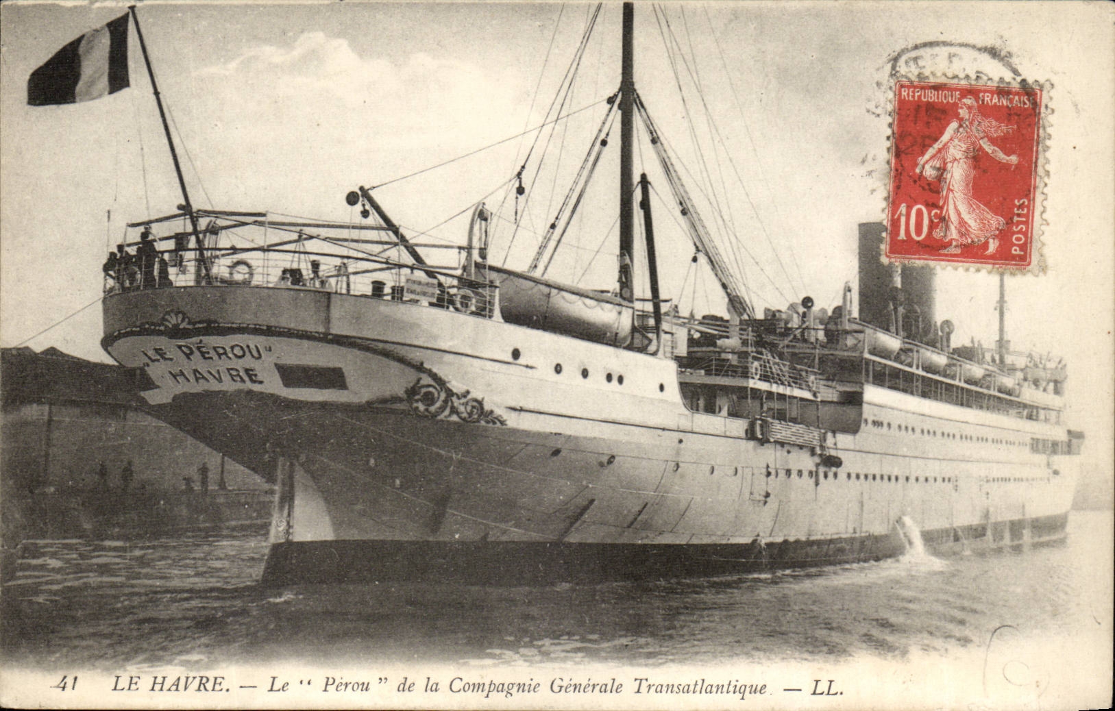 CPA Le Havre Peru of the General Partner Transatlantic Steamer
