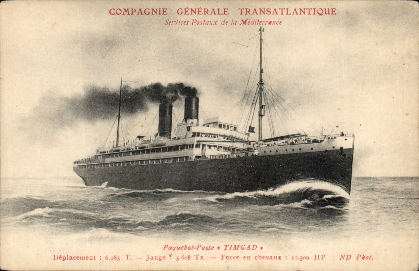 Transatlantic General CPA Co Timgad Postal services of the Mediterranean (steamer)