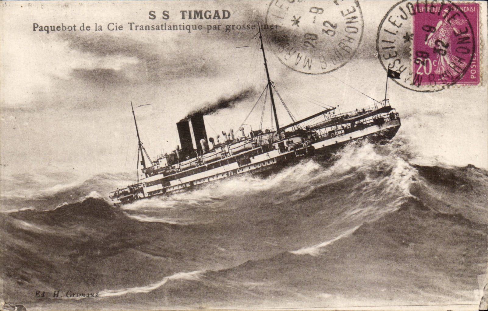 CPA S Transatlantic Timgad Co (steamer)
