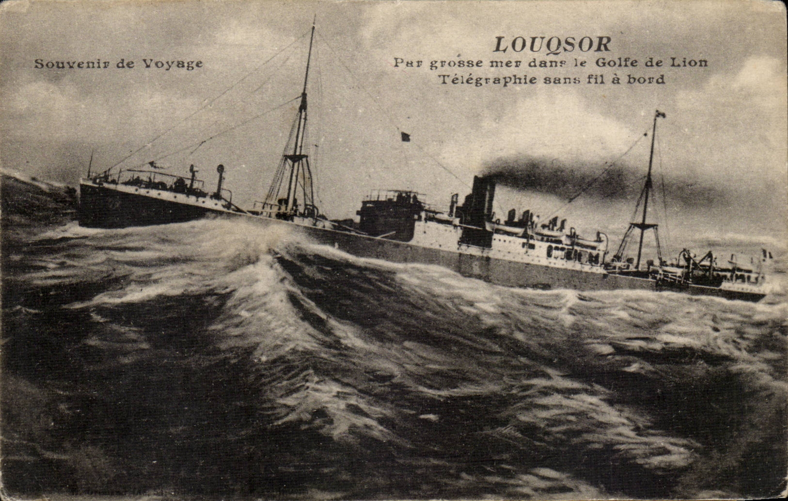 CPA Louqsor in the gulf of Lion Telegraph without wire has edge (steamer)