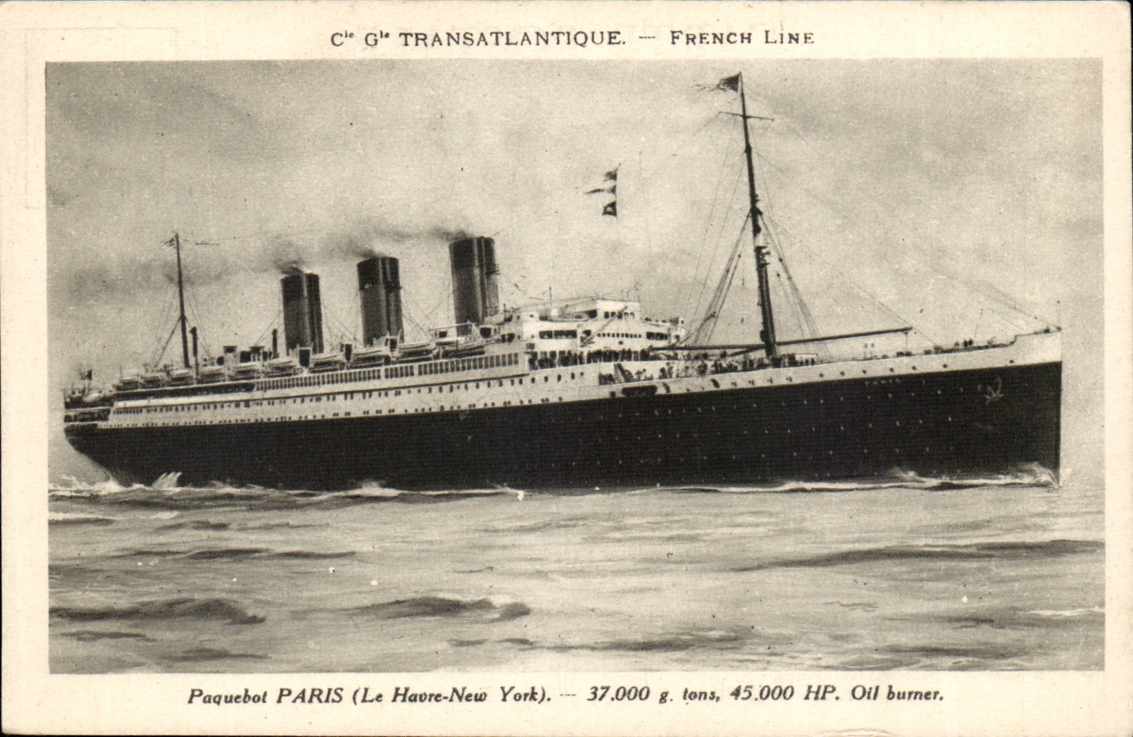 Transatlantic CPA Co Scale French Line S Paris Line Le Havre England New York