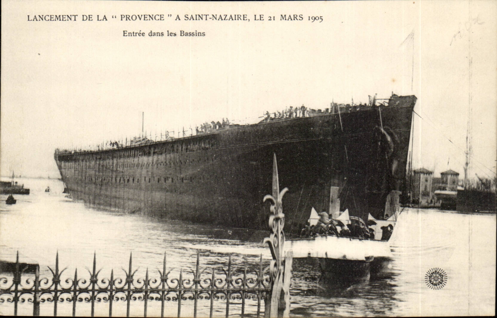 CPA Transatlantique Provence Lancement has Saint Nazaire the Entree on March 21st 1905 in the basins