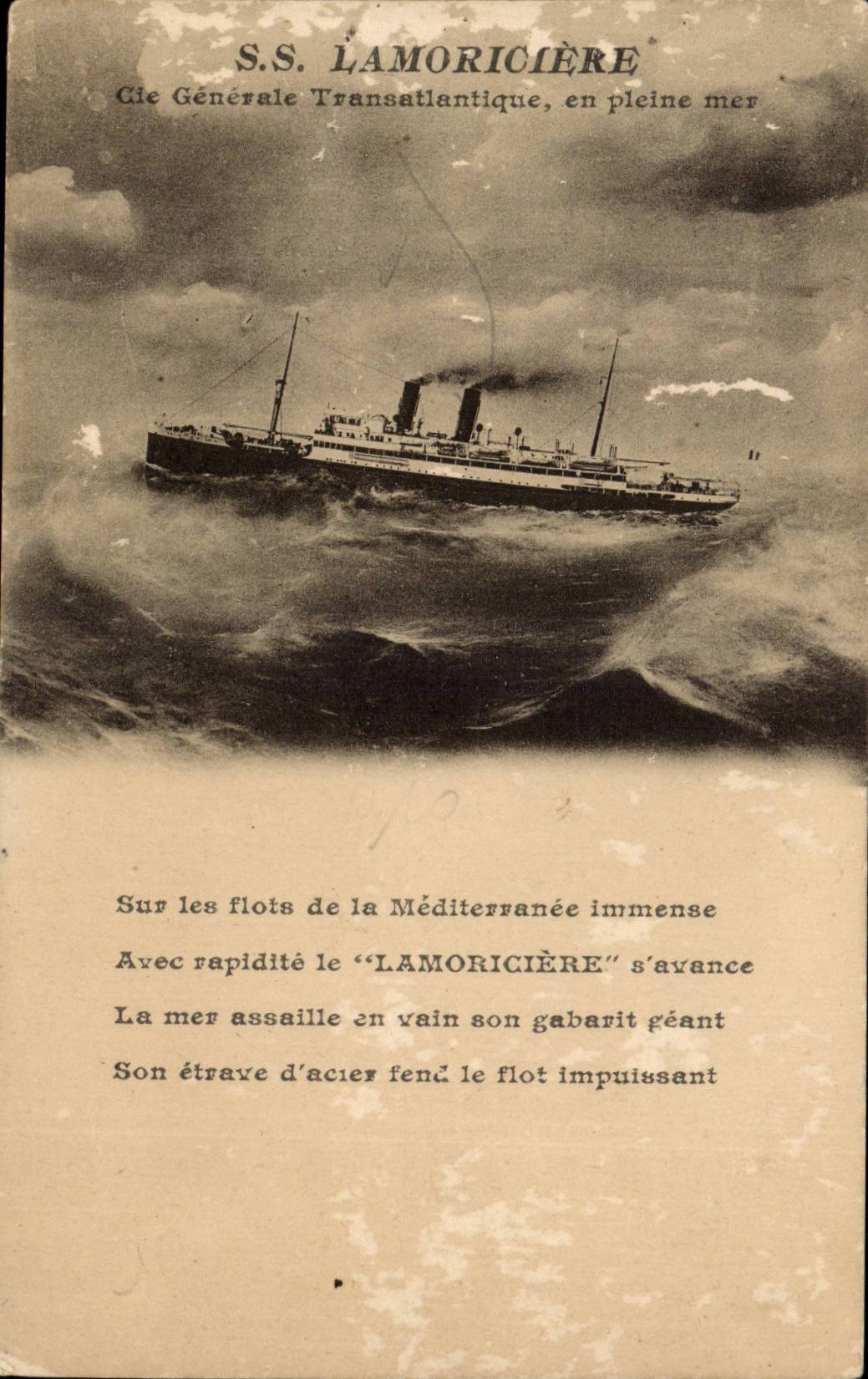 CPA Boat S Transatlantic General Lamoriciere Co on the open sea