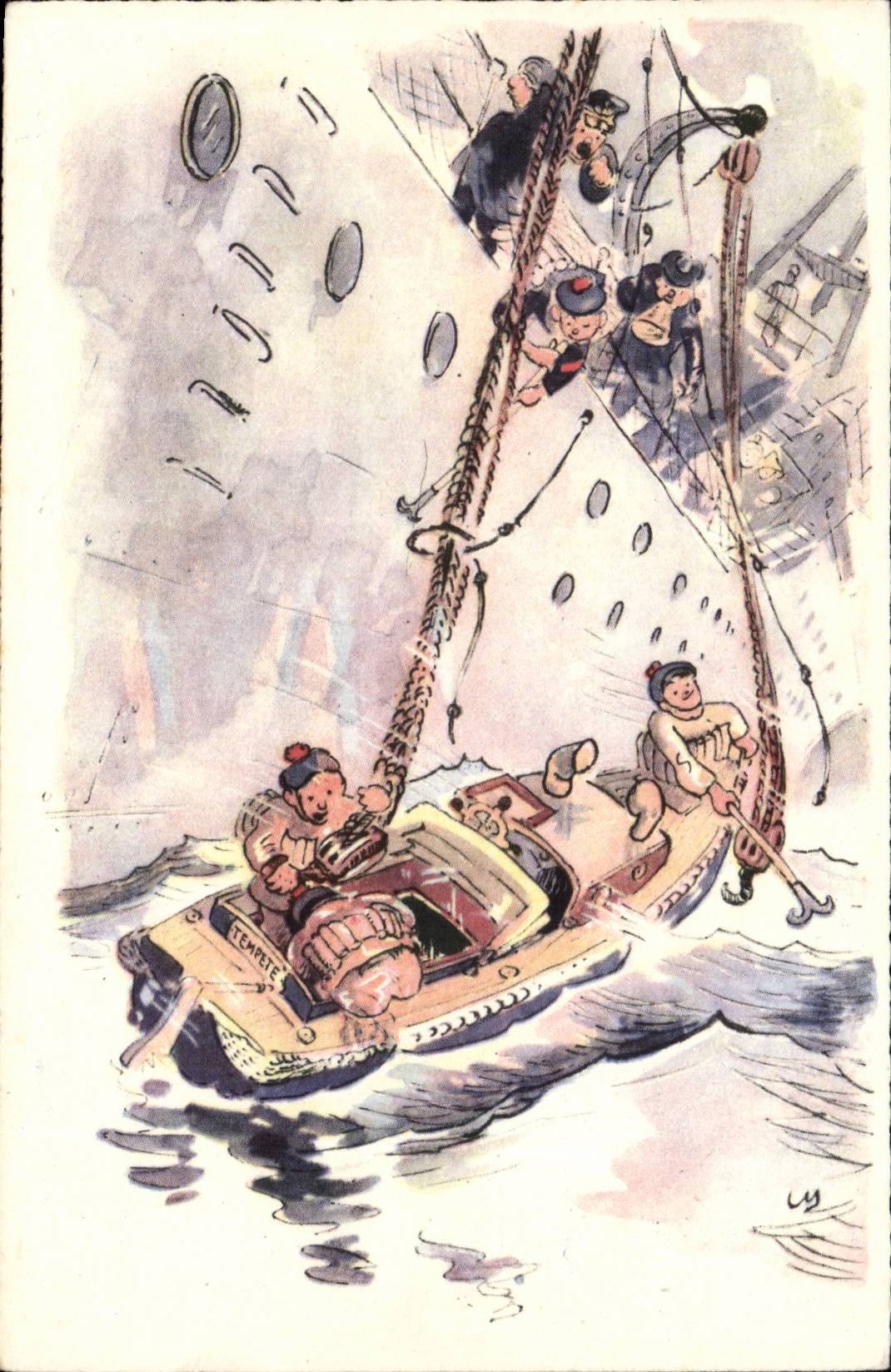 Downward CPA Boat Illustrator Skilful of the gabiers of the navy