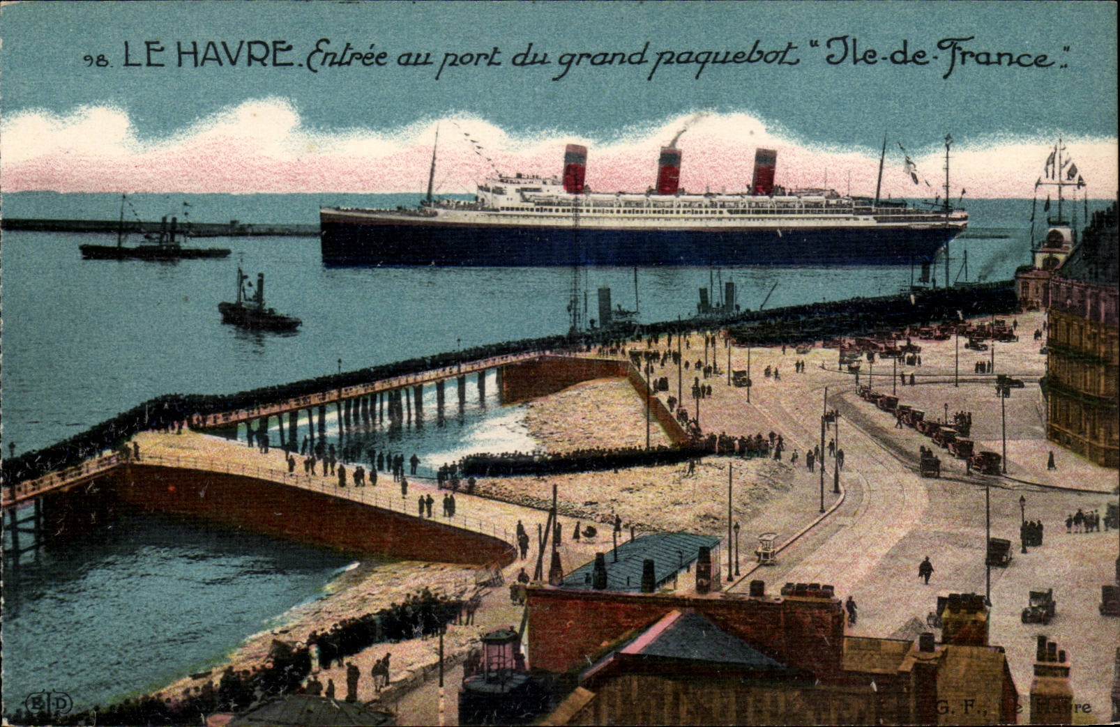 CPA Boat Le Havre Steamer Entrance with the port of the island of France
