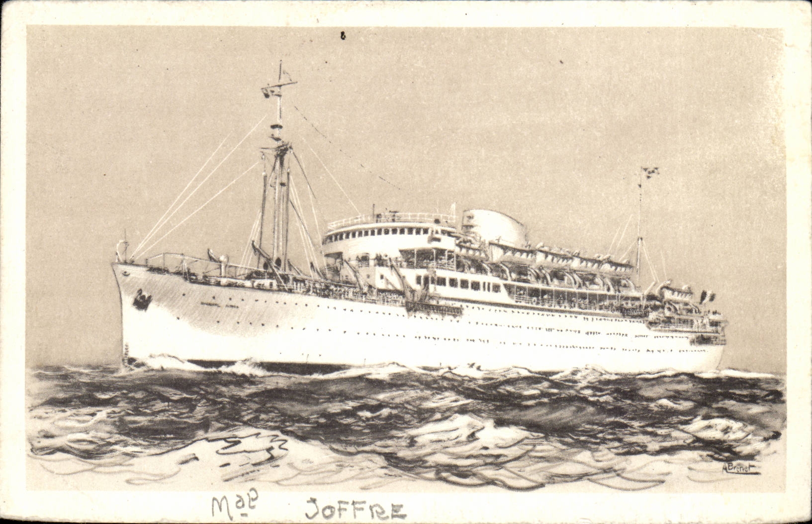 MODERN CARD Boat Steamer Badly Joffre Maritime Transport