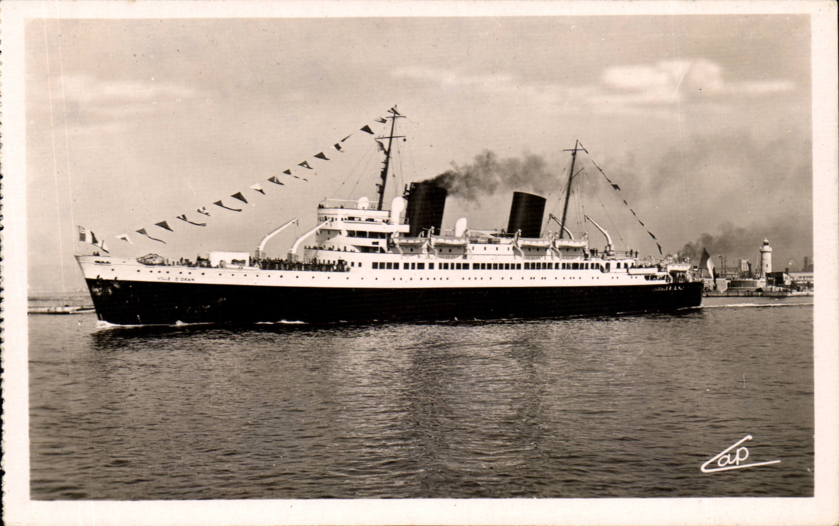 CPA Boat Steamer the town of Transatlantic Oran Co Gla