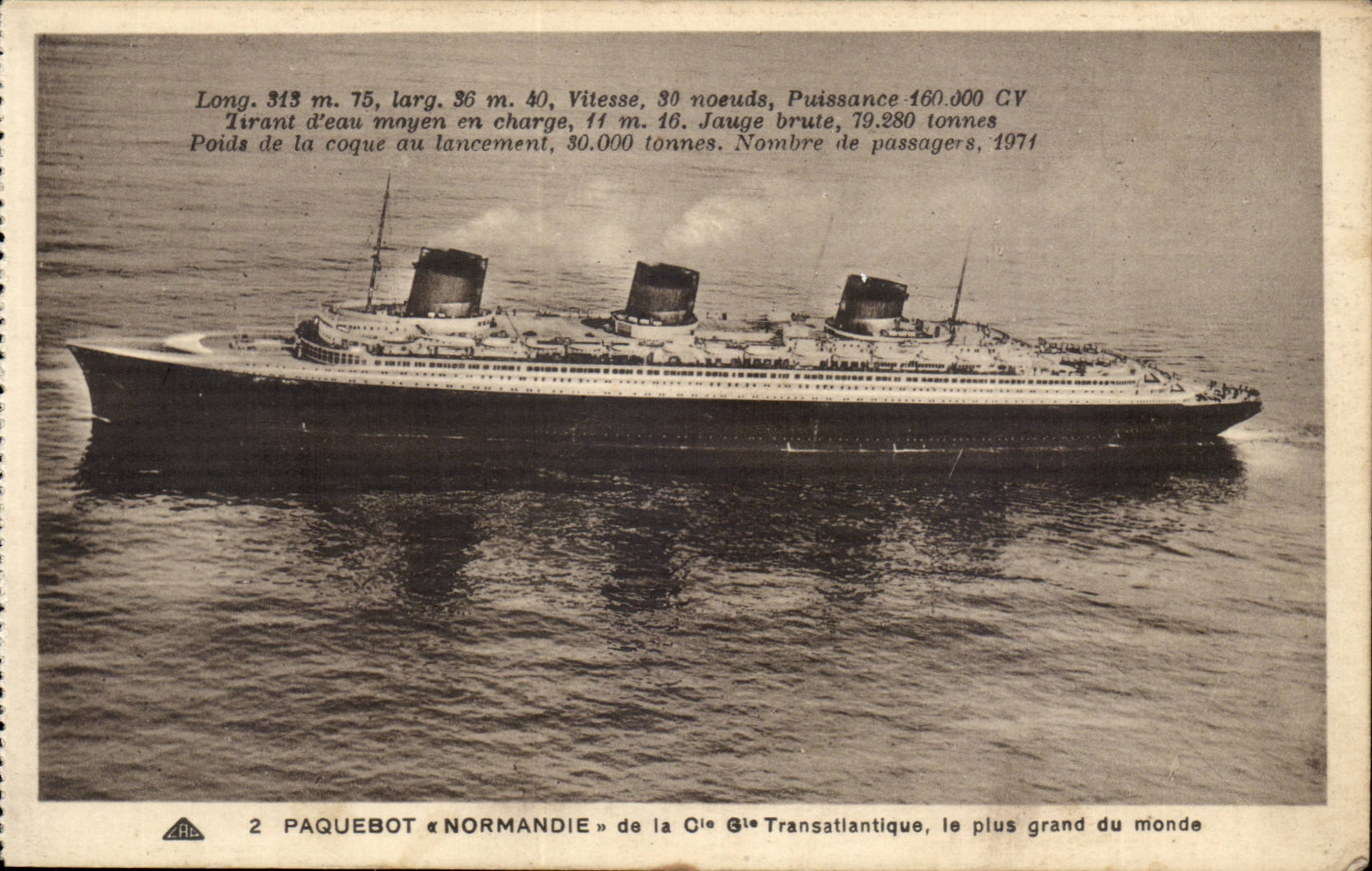 CPA Transatlantic Boat Co Gla Steamer Normandy Blue Ribbon Southampton New York