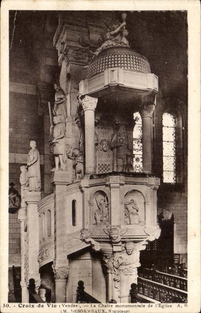 CPA Croix de Vie die hervorragende Kanzel der Kirche