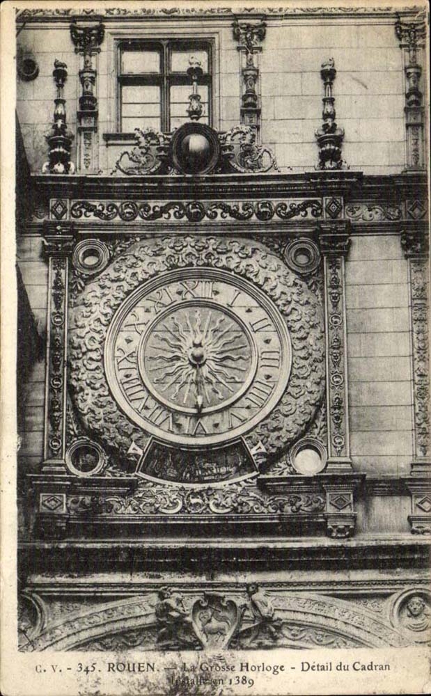Rouen - the Large Clock - Detail of the dial - CPA