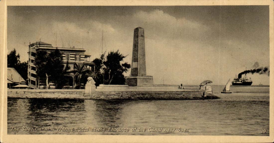 Egypt Egypte The Suez canal CPA War memorial of the canal near Suez