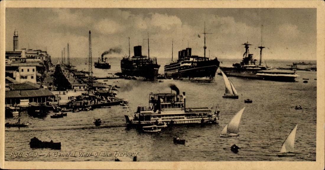Egypt Egypte Port Said CPA A general view of the harbour