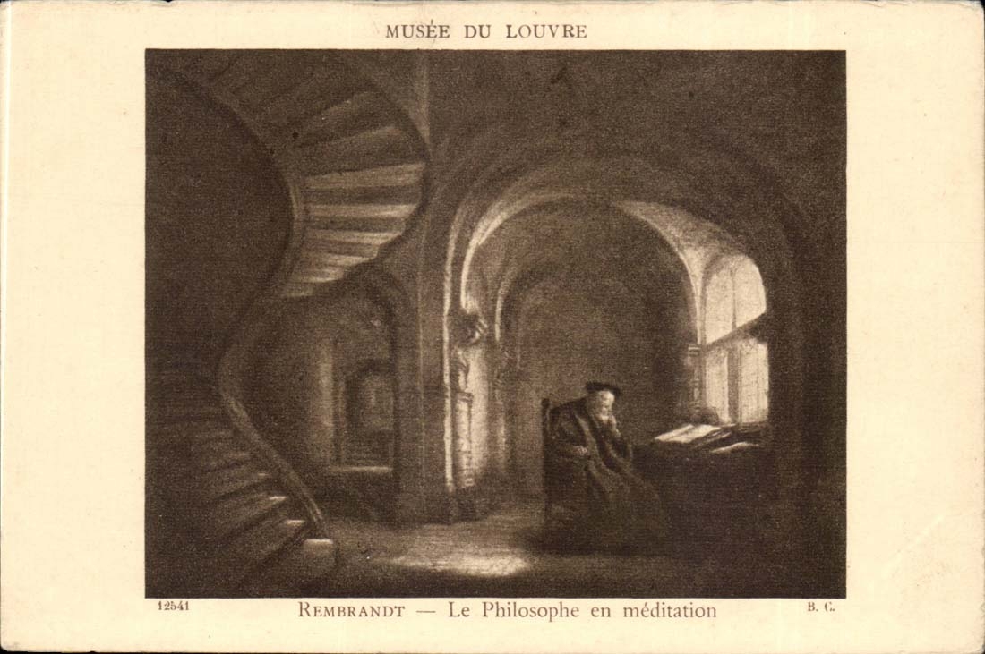 CPA Musee du Louvre Rembrandt Le philosophe en meditation