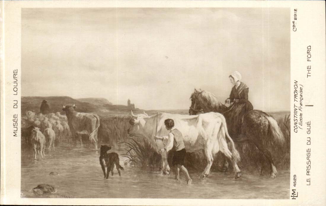 CPA Musee du Louvre Constant Troyon Le passage du gue (vaches)