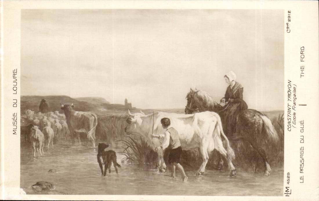 CPA Musee du Louvre Constant Troyon Le passage du gue (vaches)
