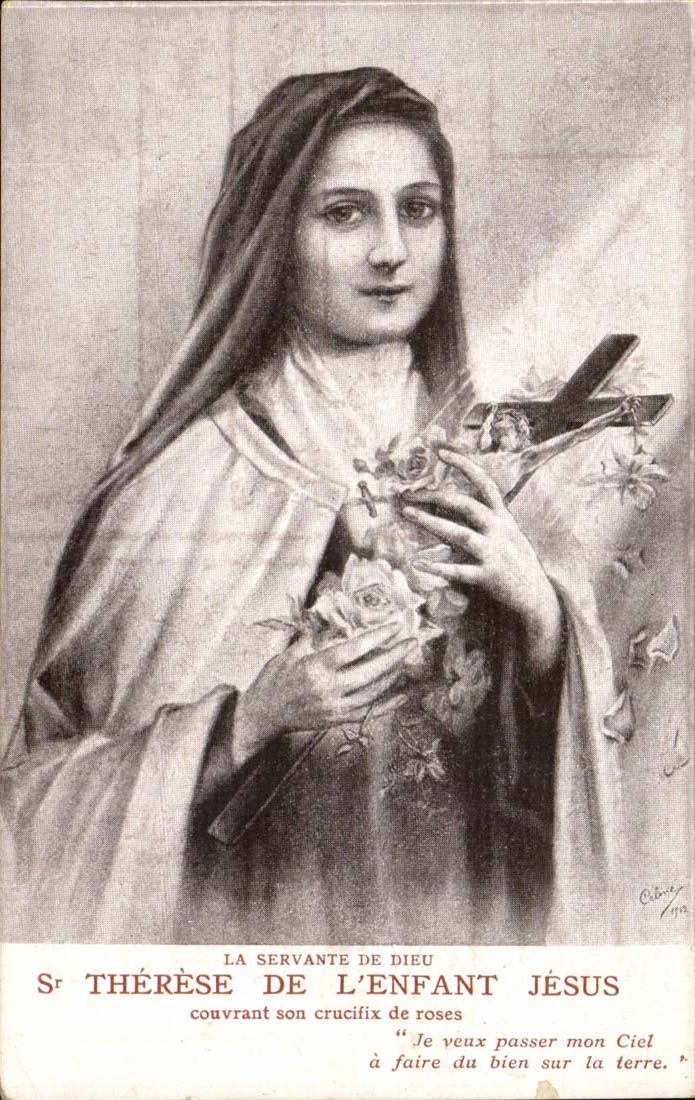 CPA Therese des Kindes Jesus Lisieux das sein Kruzifix von Rosa bedeckt
