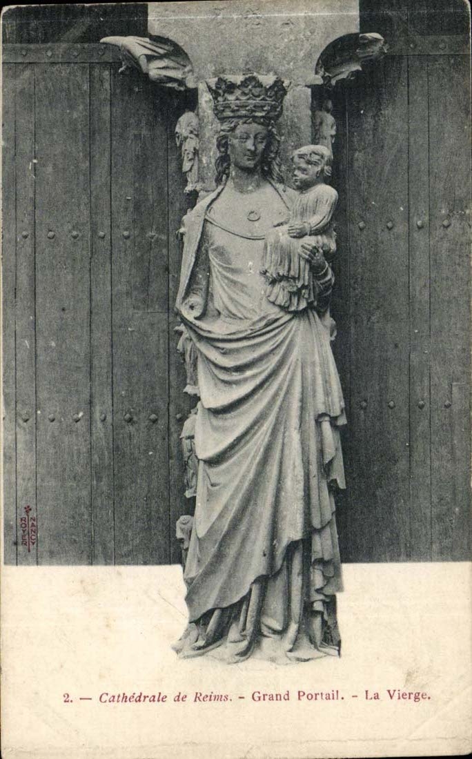 Reims CPA Cathedral Large gate the virgin