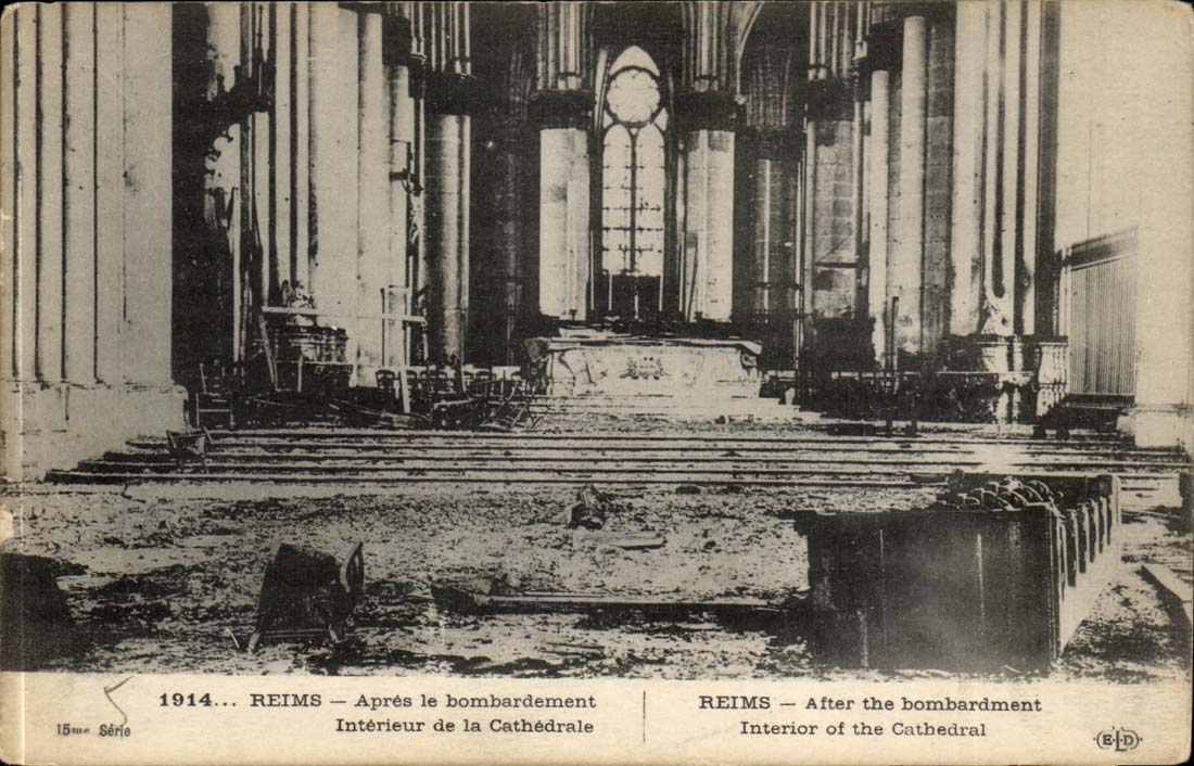 Reims CPA After the Interior bombardment of the cathedral