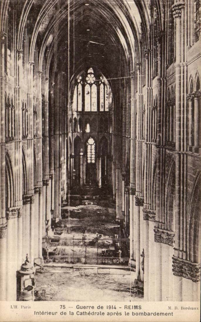 Reims CPA War of 1914 Interior of the cathedral after the bombardment