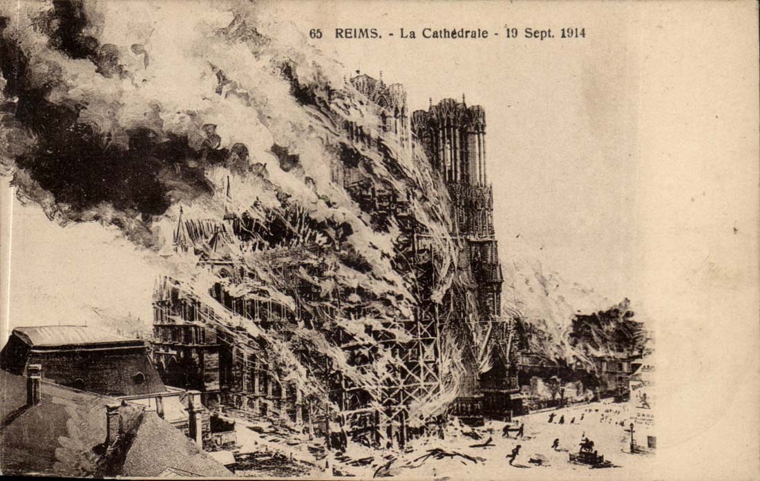 Reims CPA War of 1914 Cathedral 19 seven 1914