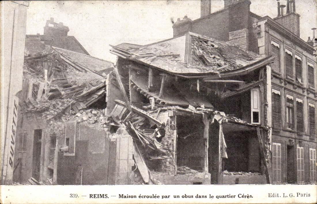 Reims CPA house ecroulee by a shell in the Ceres district