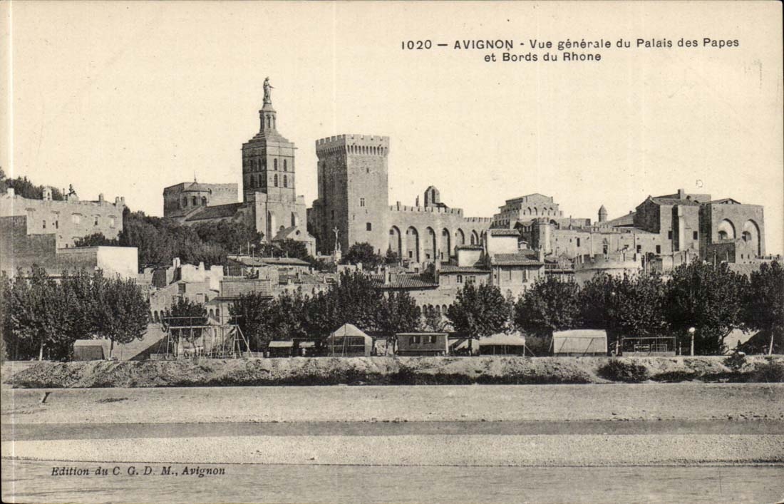 Ansicht Avignon-CPA des Gaumens der Papste und der Rander von der Rhône