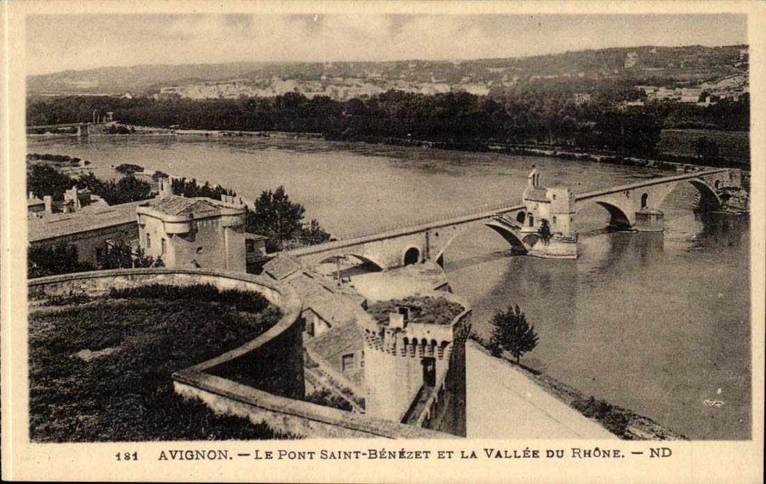 Avignon CPA die Brucke Saint Benezet und das Tal der Rhônes