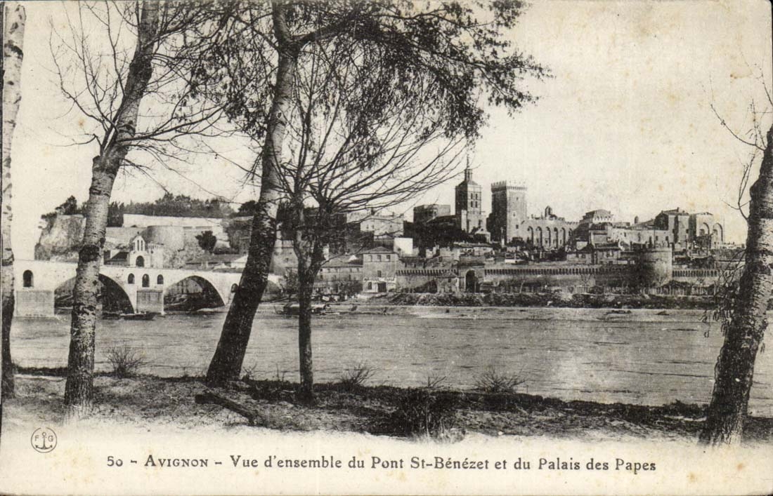 Avignon CPA Overall picture of the bridge St Benezet and the palate of the popes