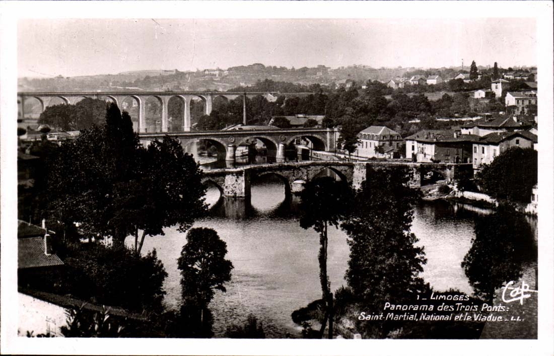 Limoges CPA panorama of the three bridges Saint National Amrtial and the viaduct