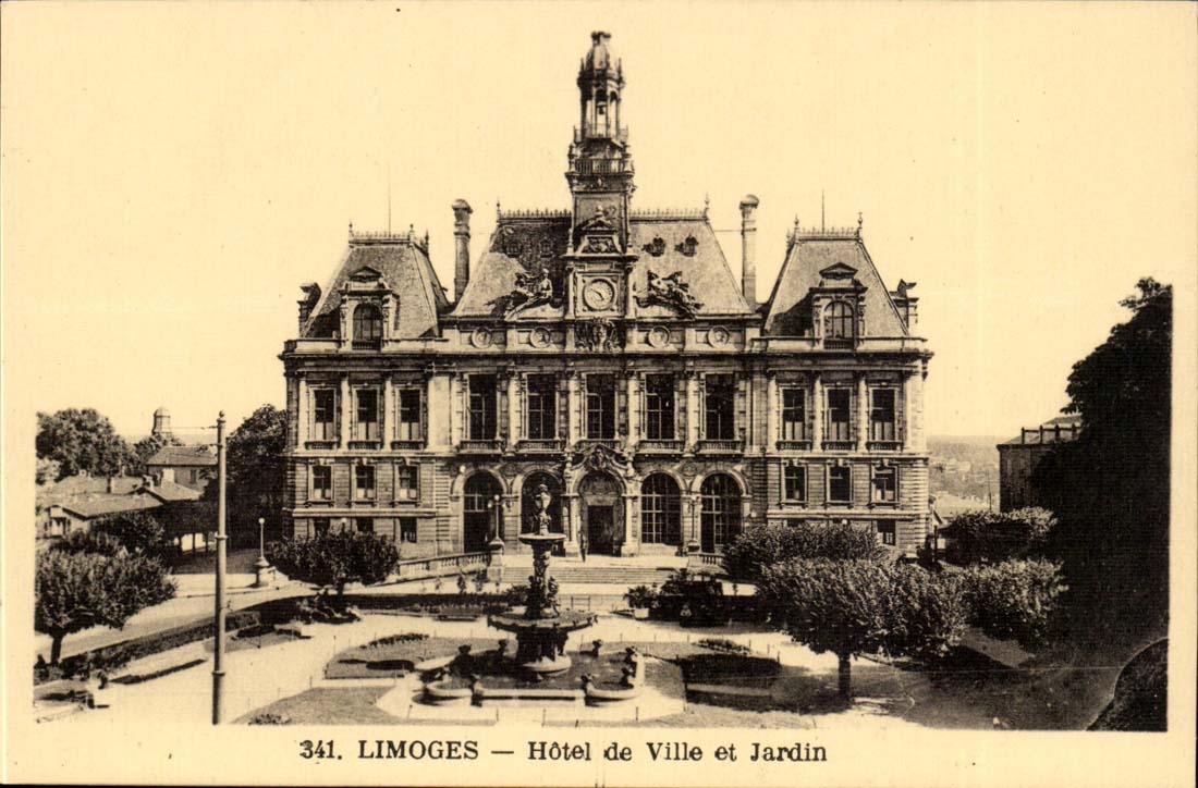 Limoges CPA Town hall and garden