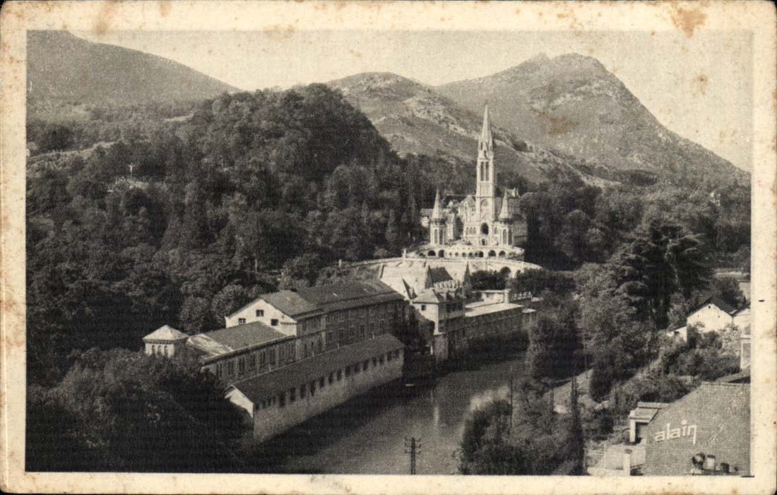 Lourdes CPA Basilica and the gave