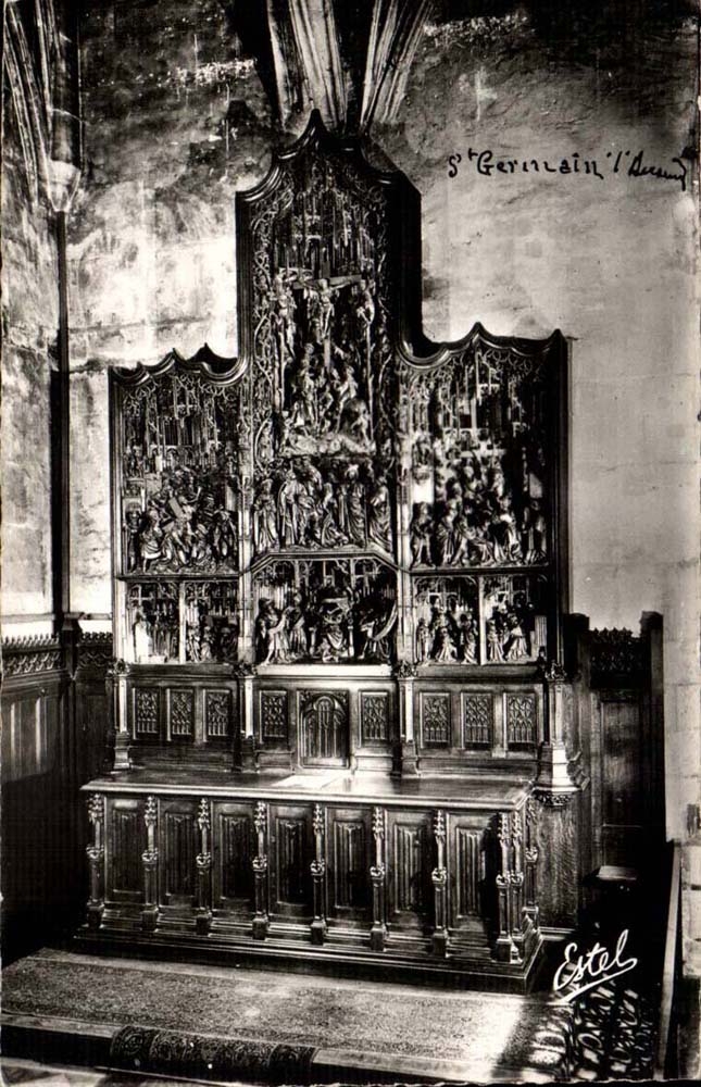 Auxerre - Church German St Auxerois Celebre Flemish retable wood carves - CPA