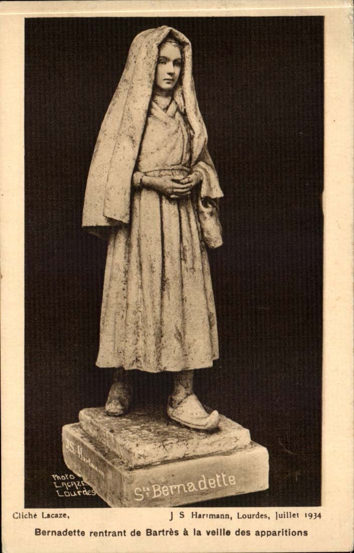Sculpture - ourdes - co Bernadette de Bartres with old the appearances - CPA
