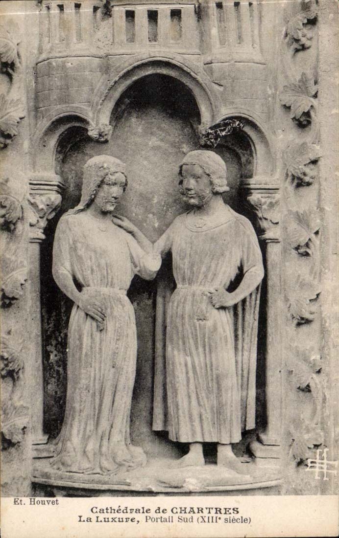 Chartres - cathedral - Lust - Southern Gate XIII century - CPA