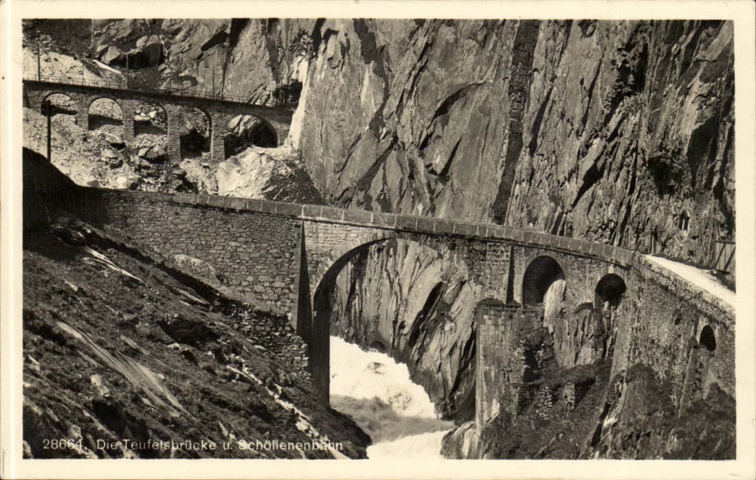 Switzerland - Schweiz - Die Teufelsbruecke und Schoeffenenbahn - CPA