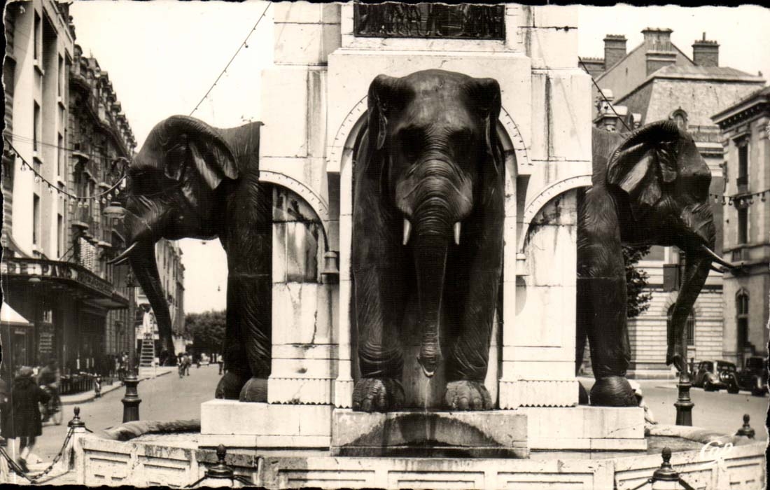 Chambery CPA Elephants Fountain by Sappey