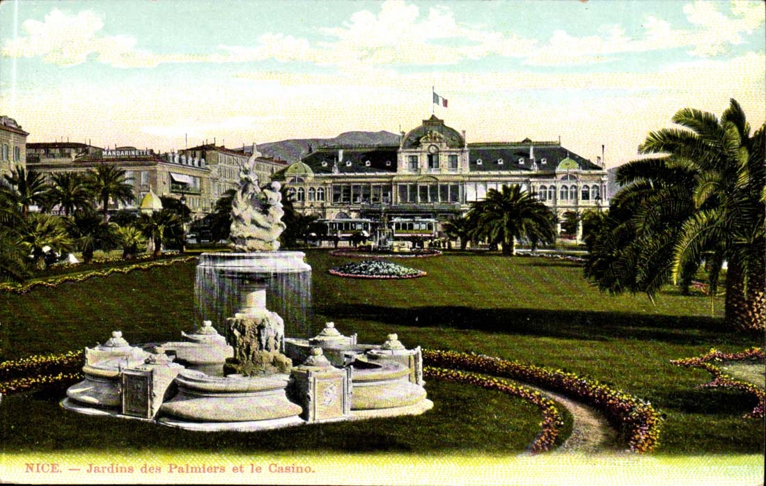 Nice - Gardens of the Palm trees and the Casino - CPA