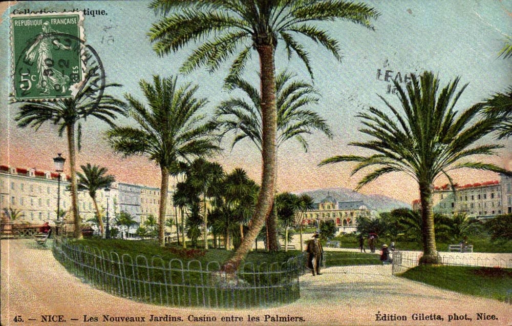 Nice - Gardens of the Palm trees and the Casino - CPA