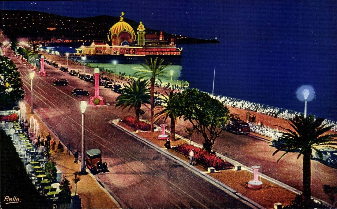 Nice - the night - the Walk of the English and the Casino of the Pier - CPA