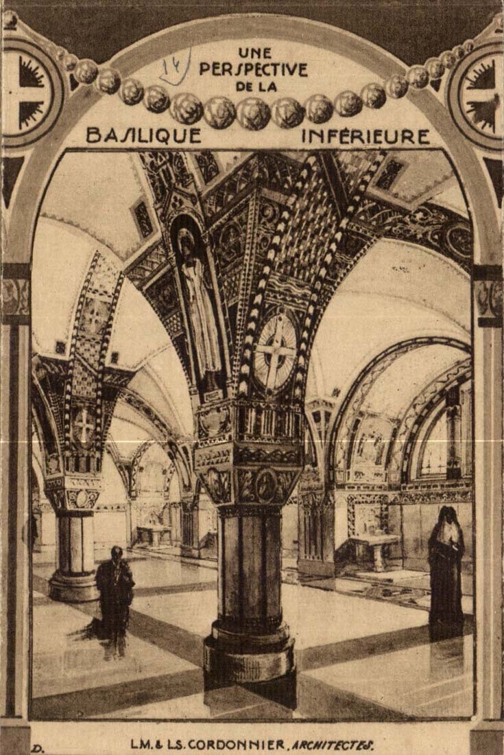 Lisieux Diagramm in 3 Schichten eine Aussicht fur die unterere Basilika