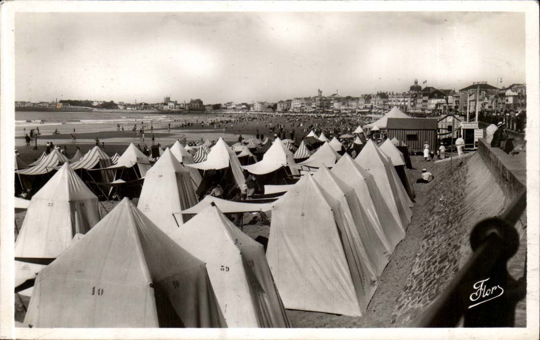 Sande von olonne CPA der Strand gesehen vom roten Scheinwerfer (Leuchtturm)