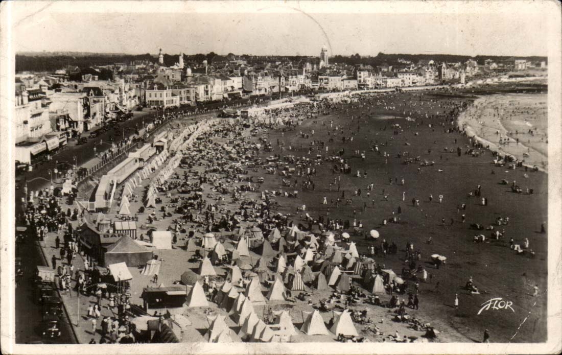 Sands of olonne CPA Panoramic View of the beach taken of the tower of Palazzo