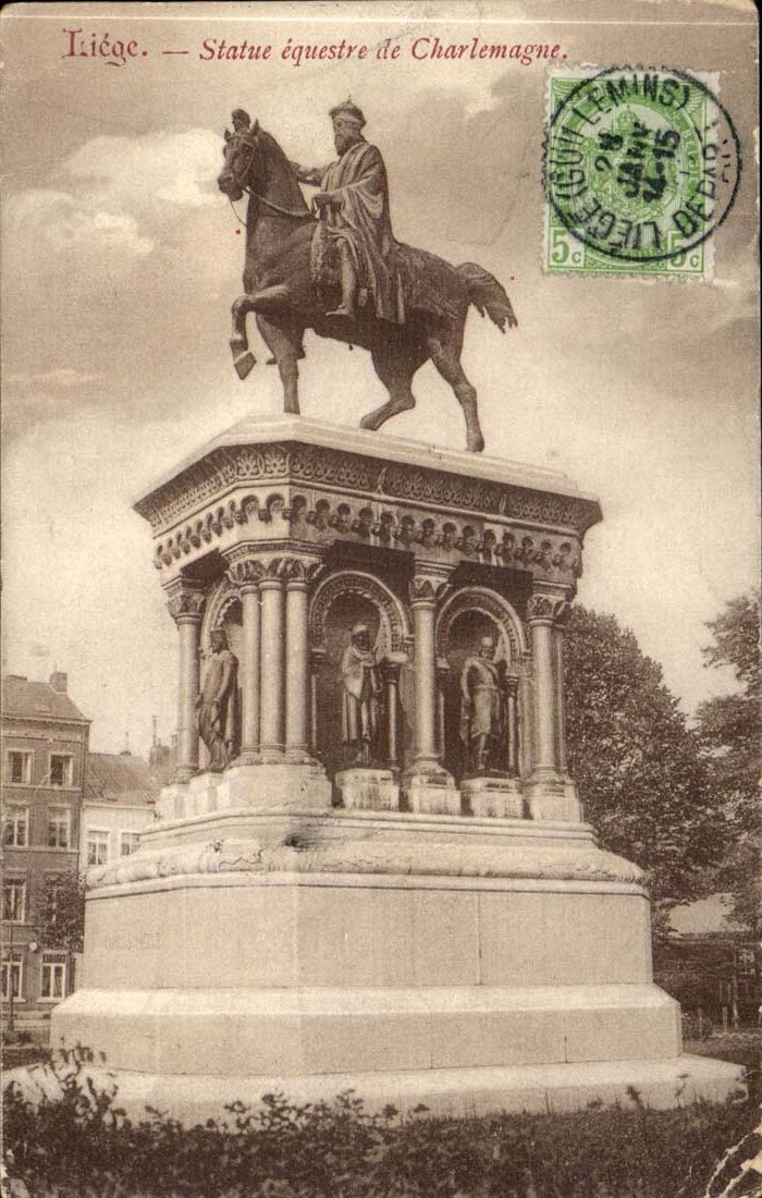 Belgium Liege CPA Statue equestrian of Charlemagne