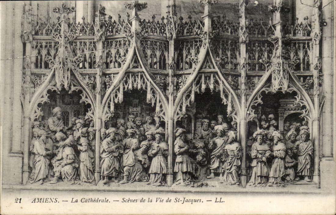 Amiens CPA the cathedral Scenes of the life of Saint Jacques