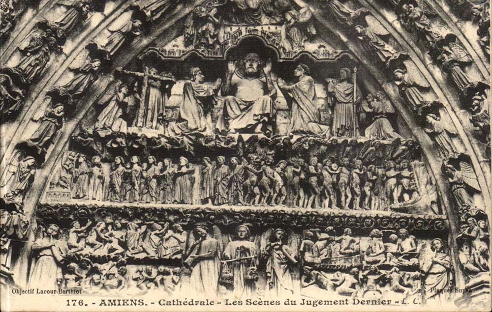 Amiens CPA the cathedral Scenes of the Last Judgment
