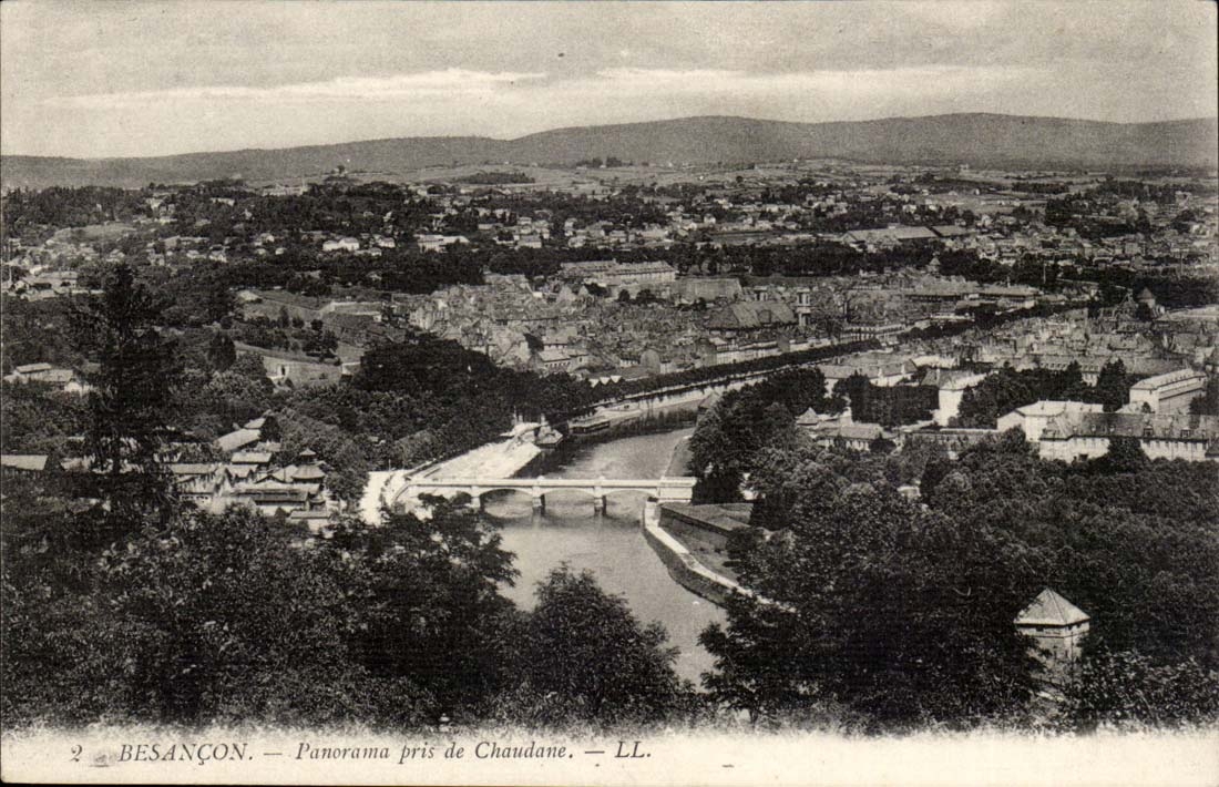Besancon CPA Panorama taken of Chaudane