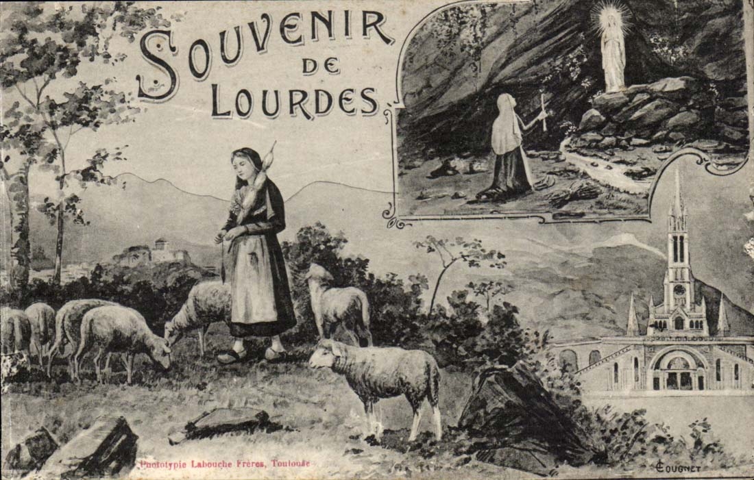 Lourdes - Souvenir of Lourdes - sheep - sheep - CPA
